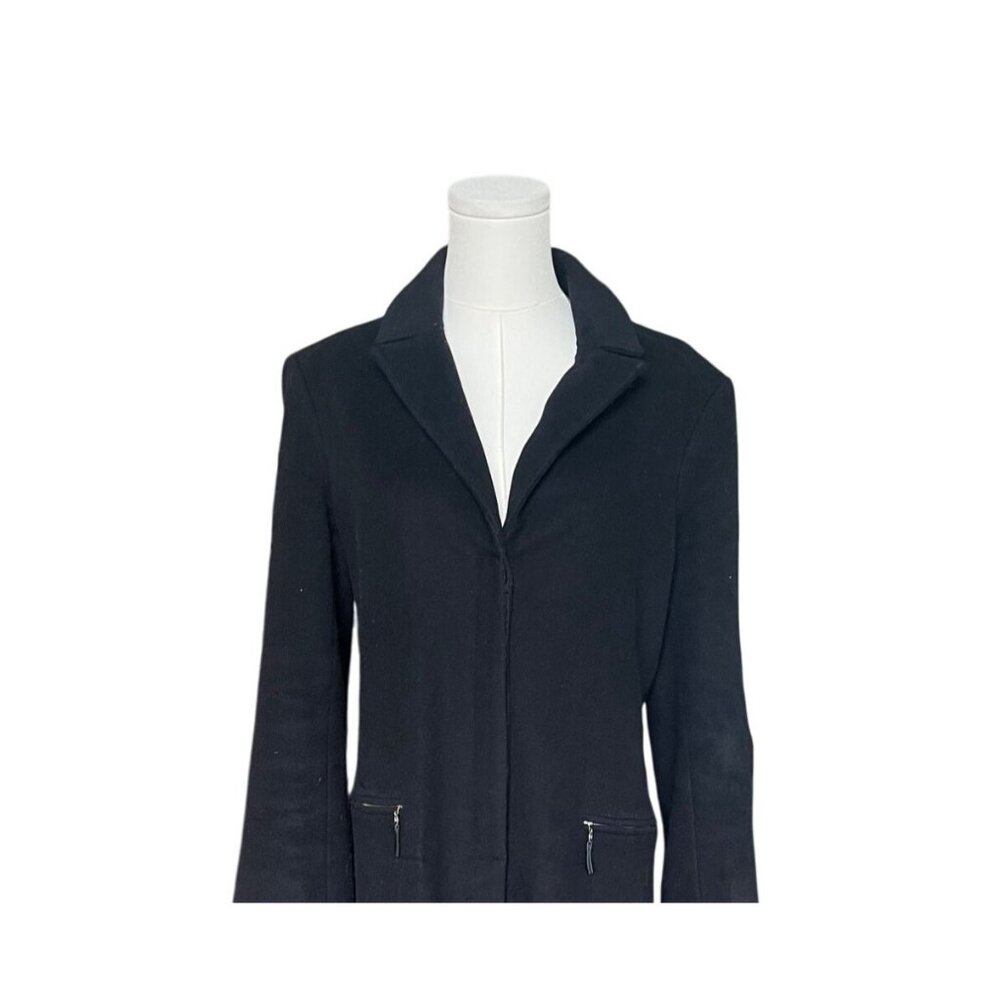 VTG BCBG Black Cashmere Wool Long Overcoat 8 Pea Coat Quiet‎ Luxury Old Money - Picture 2 of 7